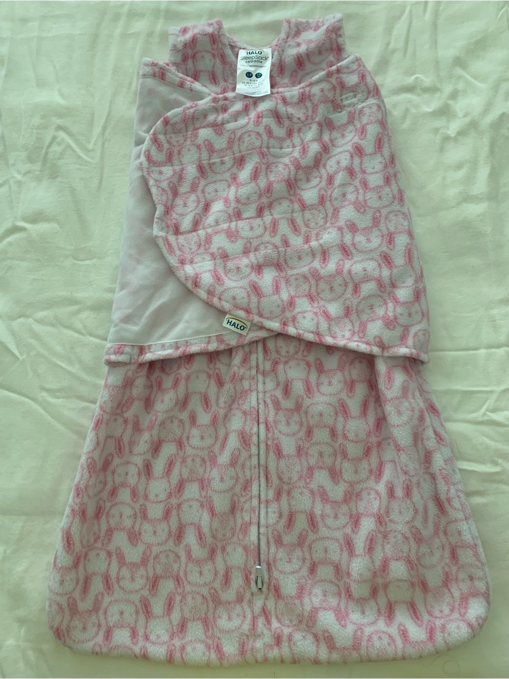 Halo Pink and White Bunny Print Skirted Sleep Sack
